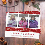 Christmas Kids Funny Naughty List | Family Photo Holiday Card<br><div class="desc">These cute, festive Christmas cards are the perfect way to send your family photos to friends and relatives this holiday season. The text reads, "Santa's Naughty List is Missing? We Don't Know Anything About That." The rest of the text can be altered to your own, along with the three personalized...</div>
