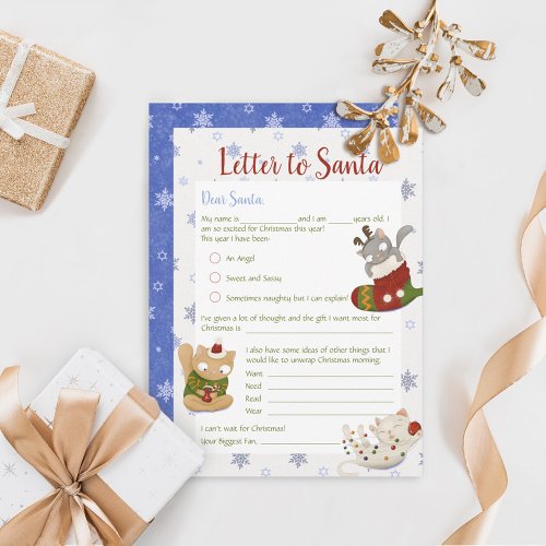 Christmas Kids Letter To Santa Holiday Card