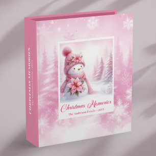 Christmas Kids Memory Album Pink Snowman Gift Idea 3 Ring Binder