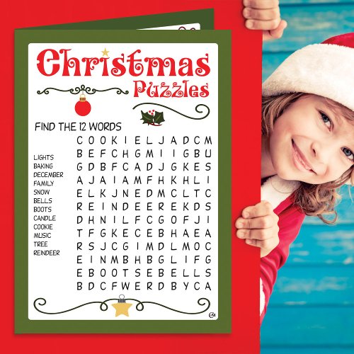 Christmas Kids Puzzles Activity Card