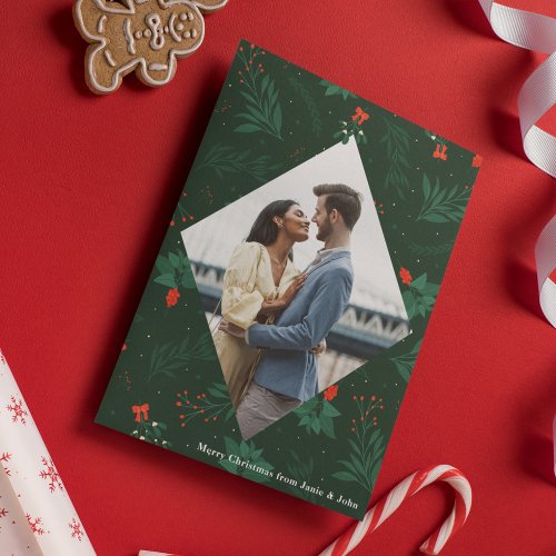 Christmas Kiss Mistletoe Romantic Photo Diamond Holiday Card