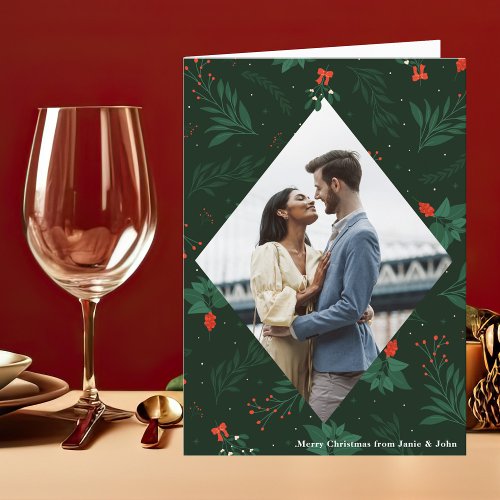 Christmas Kiss Mistletoe Romantic Photo Folded Holiday Card