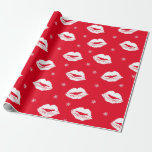 Christmas Kiss Red White Lips Pattern Wrapping Paper<br><div class="desc">Christmas Kiss Red White Lips Patterned Wrapping Paper. Romantic festive gift wrap,  with big kissing lips.</div>