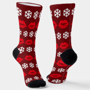 Christmas Kisses and Snowflakes Cute Festive Socks