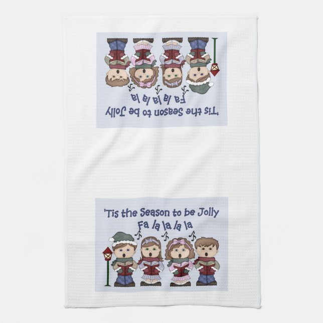 Christmas Kitchen Towel -Carolers -Tis the Season (Vertical)