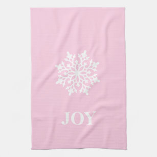 White Snowflake on Dark Green Kitchen Towel, Zazzle