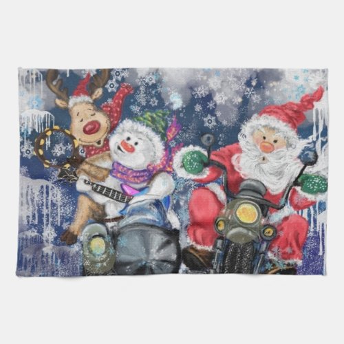 Christmas Kitchen Towel with Happy Friends