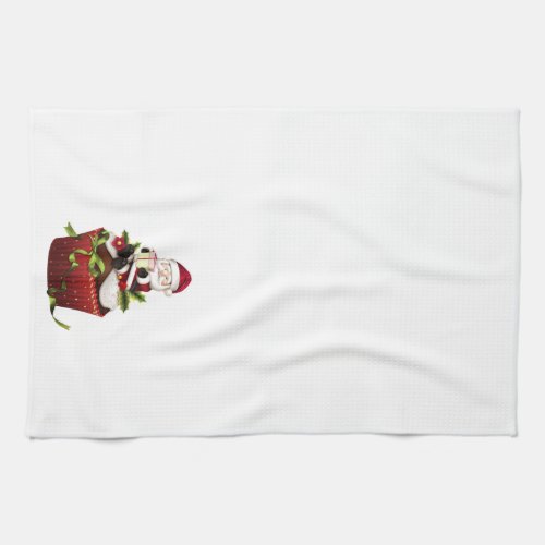 Christmas Kitchen Towel with Santa on Cupcake