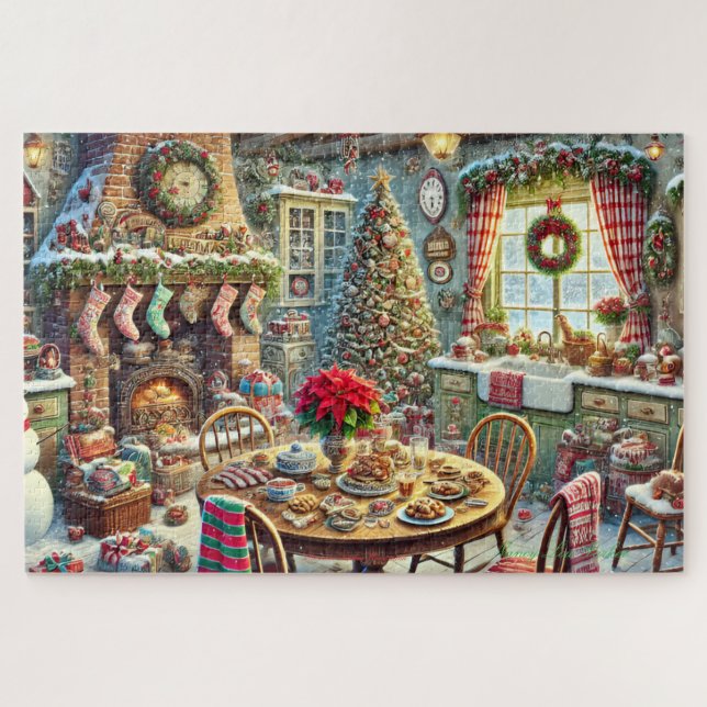 Christmas Kitchen Wonderland Cozy Stocking & Tree Jigsaw Puzzle (Horizontal)