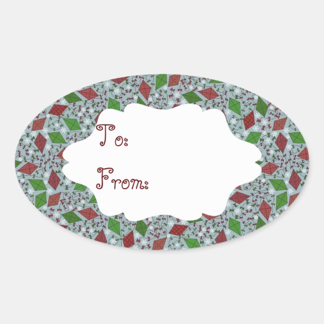 Christmas Kites, gift sticker (Front)