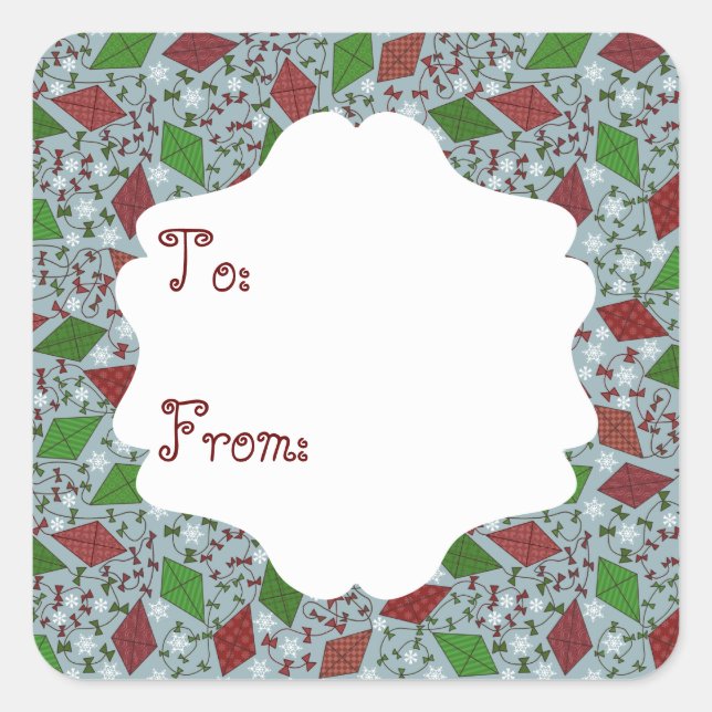 Christmas Kites, gift sticker (Front)
