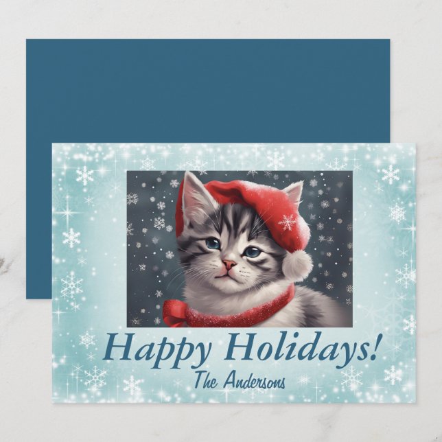 Christmas kitten 8, Happy Holidays, Christmas card (Front/Back)