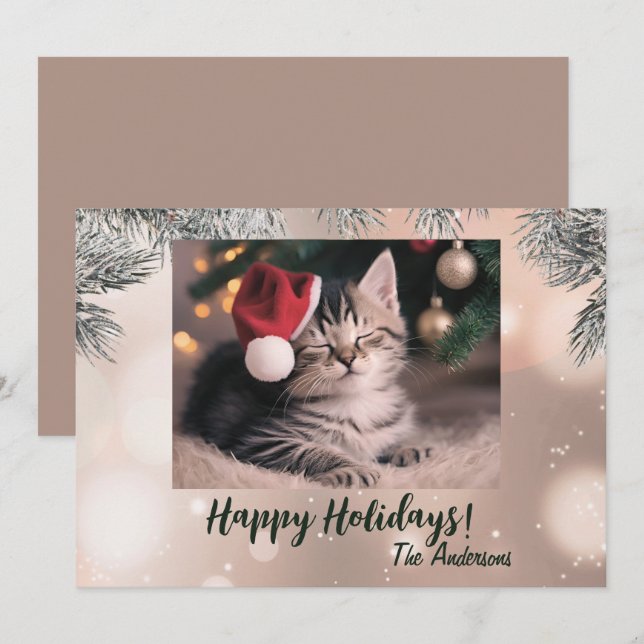 Christmas kitten 9, Happy Holidays, Christmas card (Front/Back)