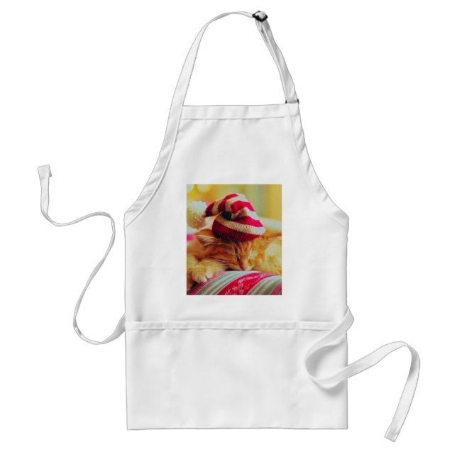 Christmas Kitten Adult Apron (Front)