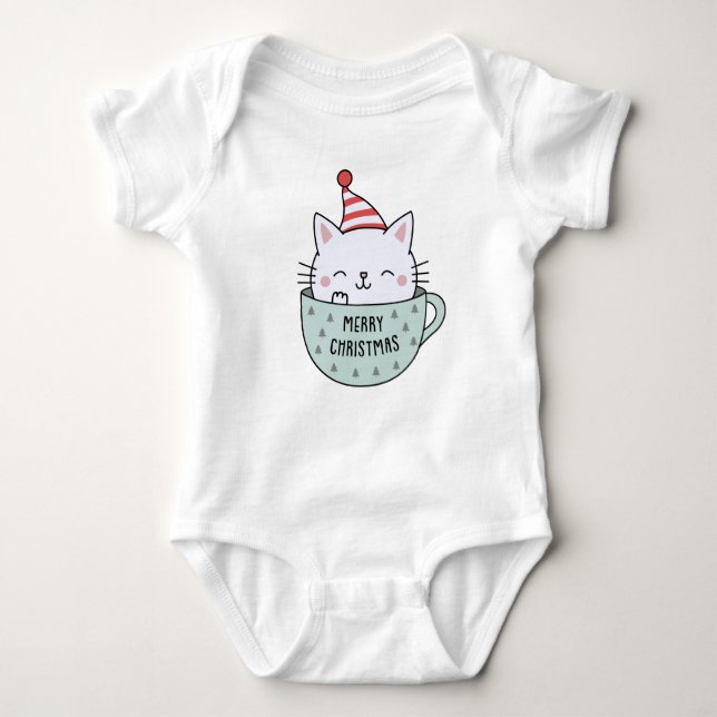 Christmas Kitten Baby Bodysuit (Front)