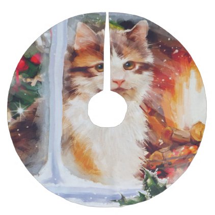 Christmas Kitten Brushed Polyester Tree Skirt