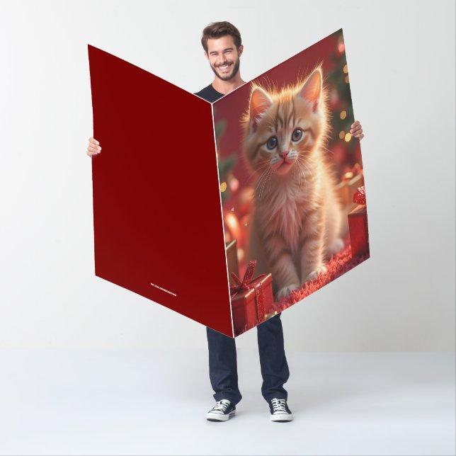 CHRISTMAS KITTEN CAT BIGGEST HUGE GREETING CARD (In Situ)