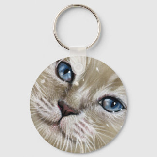 Christmas Kitten Cat Face Keychain