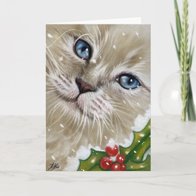 Christmas Kitten cat Greeting CARD (Front)