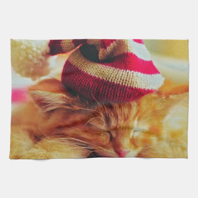 Christmas Kitten Kitchen Towel (Horizontal)