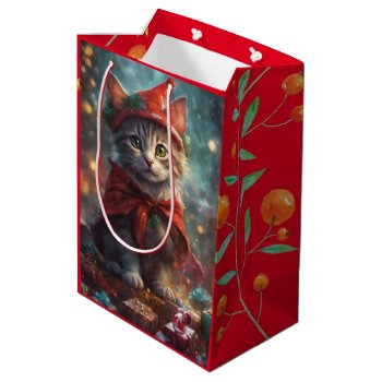 Christmas Kitten Red Small Gift Bag by golden_oldies at Zazzle