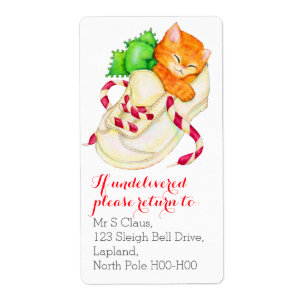 Christmas kitten return address labels