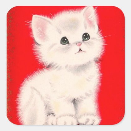 Christmas Kitten Square Sticker