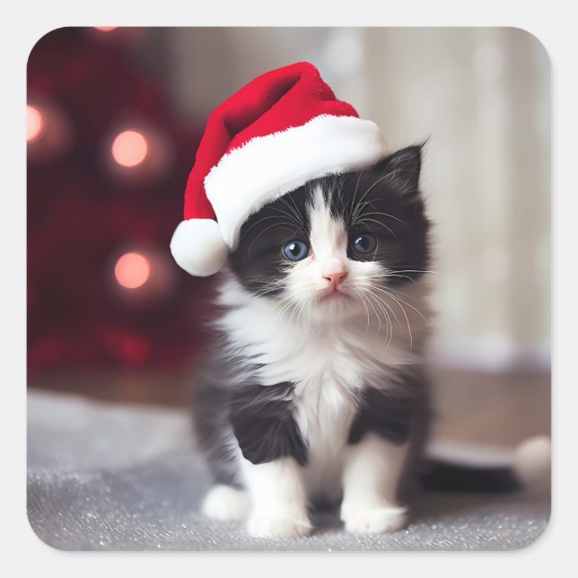 Christmas Kitten  Square Sticker (Front)