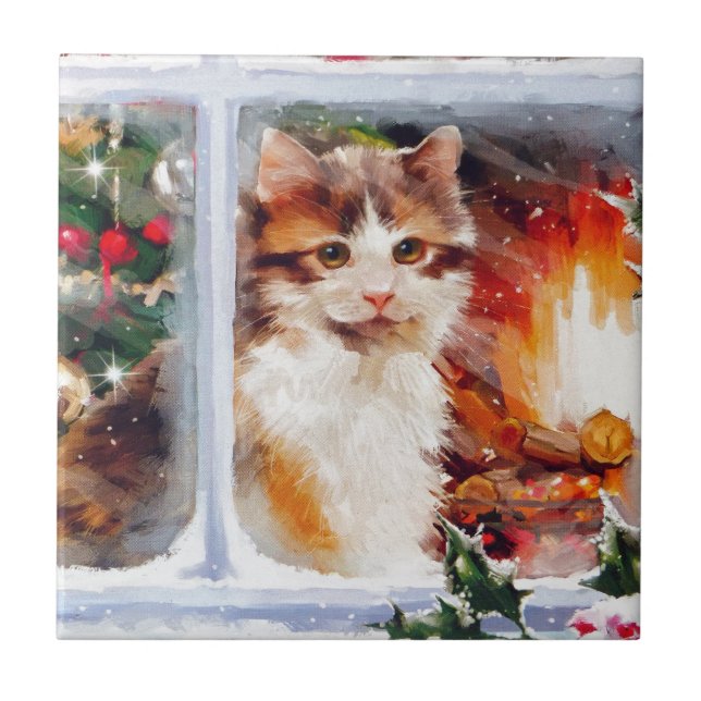 Christmas Kitten Tile (Front)