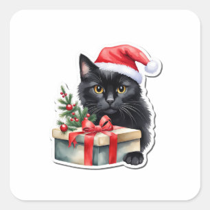 🎁 Christmas Kitten with Gift Box Sticker