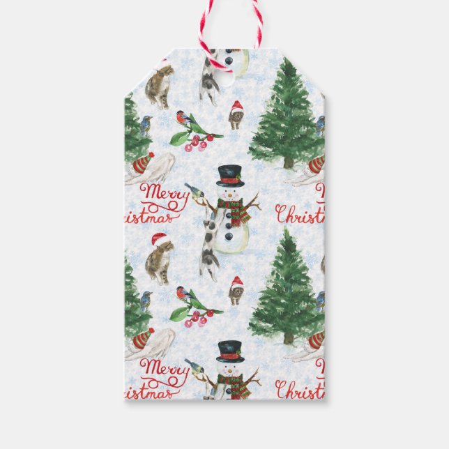 Christmas Kittens and Snowmen Gift Tags (Front)