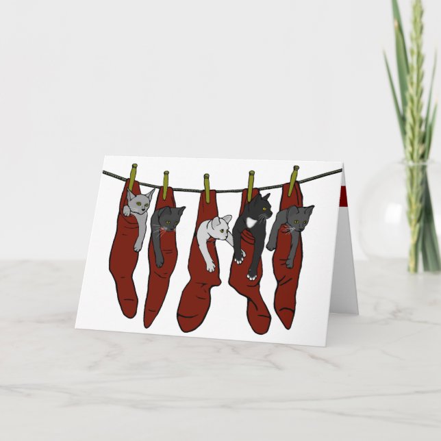Christmas Kittens | Chatons de Nöel Card (corny) (Front)