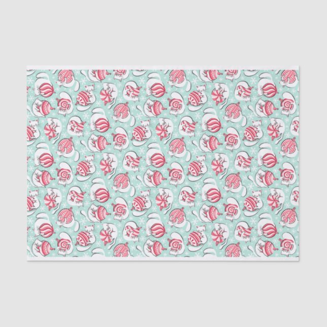 Christmas Kittens with Peppermint Candy Baubles Tissue Paper (Front)