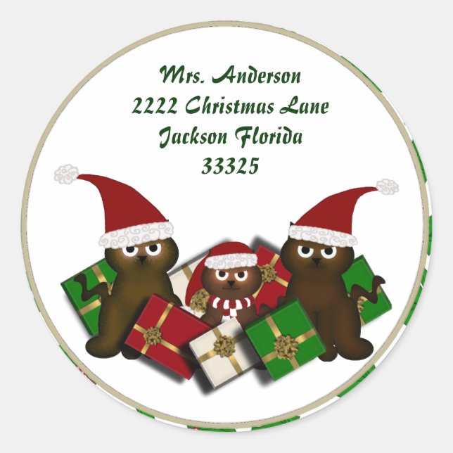 Christmas Kitty Address Stickers (Front)
