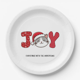 Christmas Kitty Cat "JOY" Custom Paper Plates