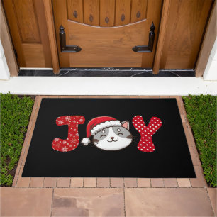 Christmas Kitty Cat "JOY" Doormat
