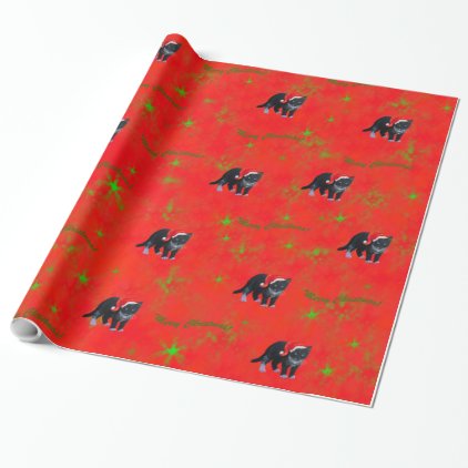 Christmas kitty cat Tuxedo Wrapping Paper