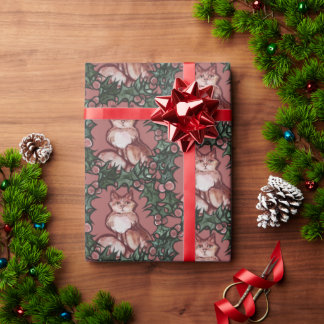 Christmas Kitty Cat Xmas Orange Tabby Cats Wrapping Paper