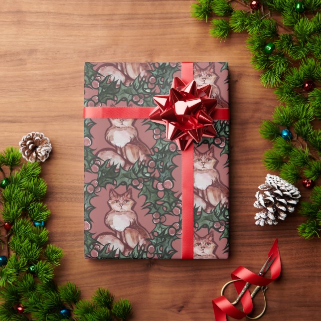 Christmas Kitty Cat Xmas Orange Tabby Cats         Wrapping Paper (Holiday Gift)