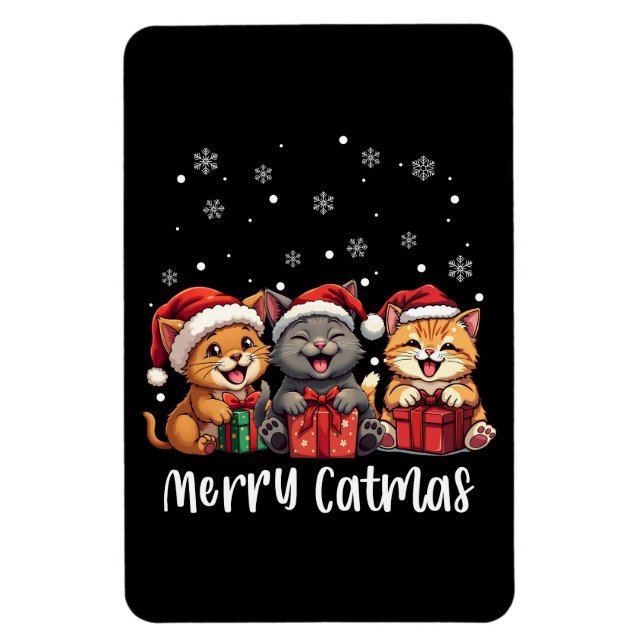 Christmas Kitty Cats Merry Catmas Magnet (Vertical)