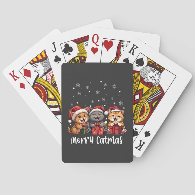 Christmas Kitty Cats Merry Catmas Poker Cards (Back)
