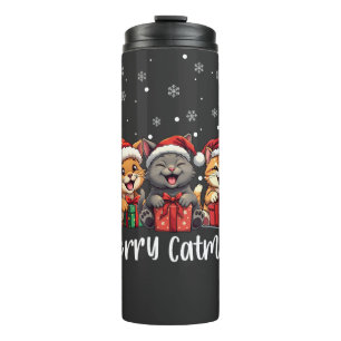 Christmas Kitty Cats Merry Catmas Thermal Tumbler