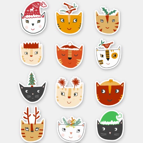Christmas Kitty Cats Sticker
