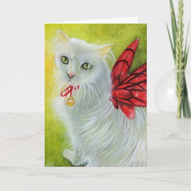 Christmas Kitty Crimson Wings Card (Front)