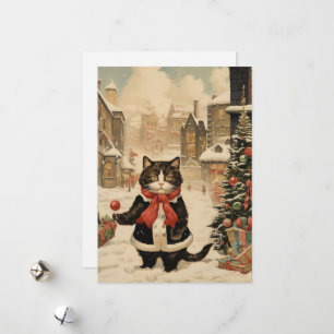 Christmas Kitty, Snowy Day Holiday Card