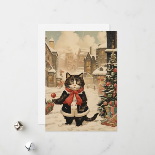 Christmas Kitty Snowy Day Holiday Card