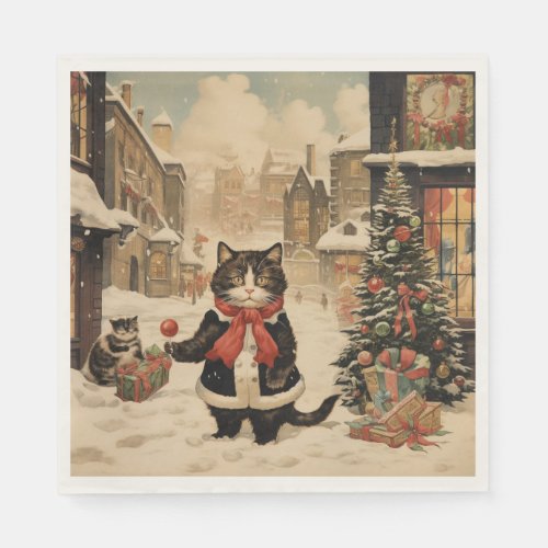 Christmas Kitty Snowy Day Napkins