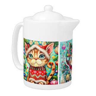 Christmas 'Kitty' Teapot