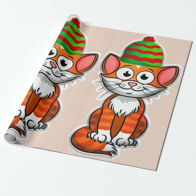 christmas kitty wrapping paper (Unrolled)