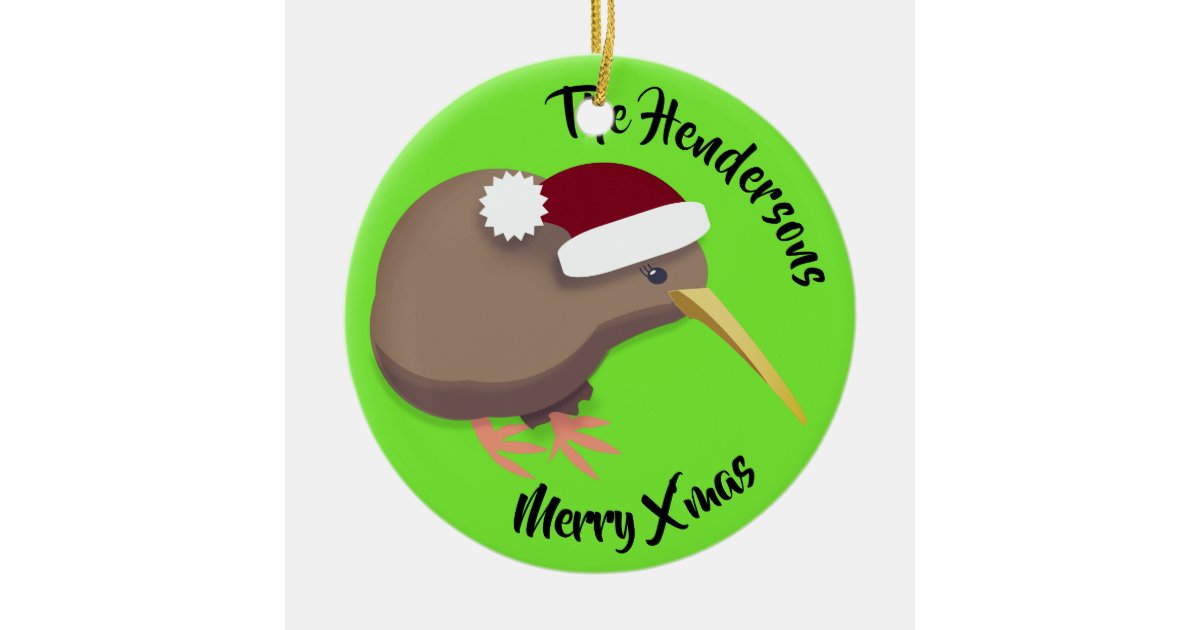 Christmas Kiwi Bird Ceramic Ornament | Zazzle